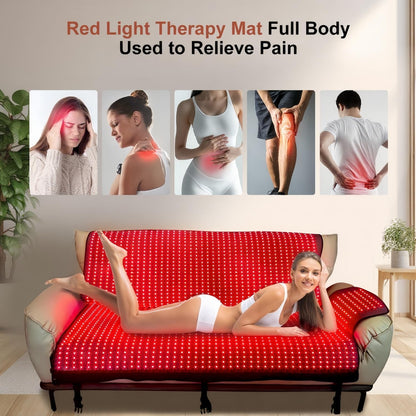 2026 Upgraded Dual Wavelength LED Beads 660Nm&850Nm Red Light Therapy Mat Full Body, Used to Face and Body Pain Relief Skin Health Personal Care for Women Men, 75" X 35'' (Black)