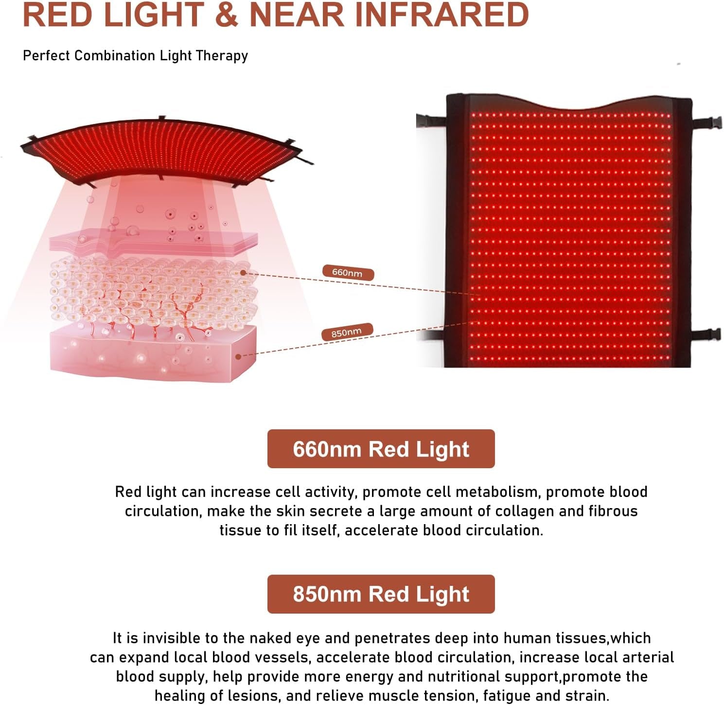 2026 Upgraded Dual Wavelength LED Beads 660Nm&850Nm Red Light Therapy Mat Full Body, Used to Face and Body Pain Relief Skin Health Personal Care for Women Men, 75" X 35'' (Black)