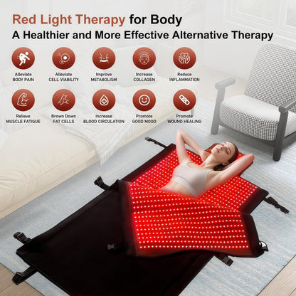 2026 Upgraded Dual Wavelength LED Beads 660Nm&850Nm Red Light Therapy Mat Full Body, Used to Face and Body Pain Relief Skin Health Personal Care for Women Men, 75" X 35'' (Black)